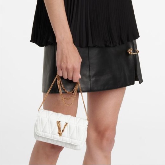 NWT Authentic VERSACE Virtus Quilted Medallion Shoulder Bag White BRAND NEW!!! - Picture 5 of 17